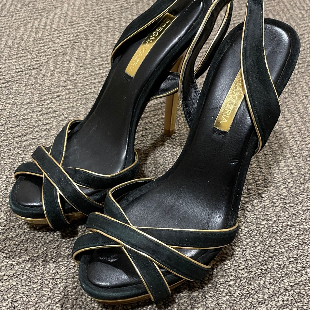 NEW - BCBGMAXMAZRIA BLACK & Gold Shoes